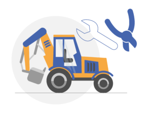 Illustration d'un équipement de construction et d'outils de maintenance