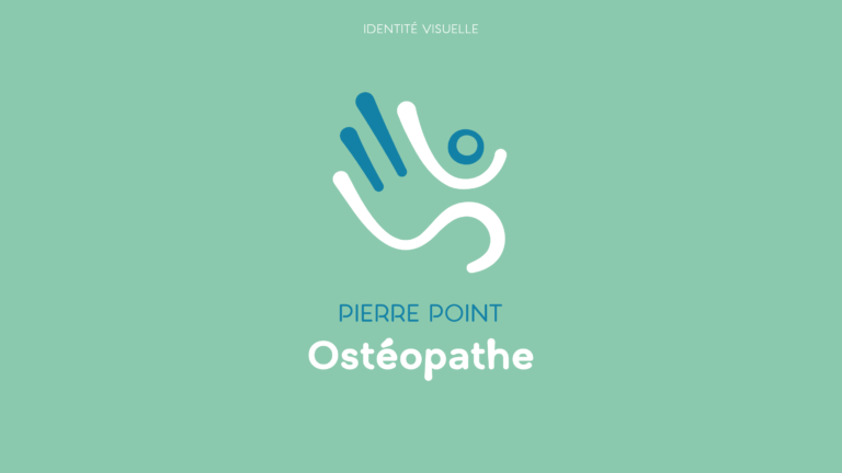 Logo abstrait pour un ostéopathe représentant une main mêlée à un corps en mouvement